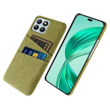 Műanyag telefonvédő (ütésállóság, kártyatartó, textil hatás) CITROMSÁRGA Honor X8b kép