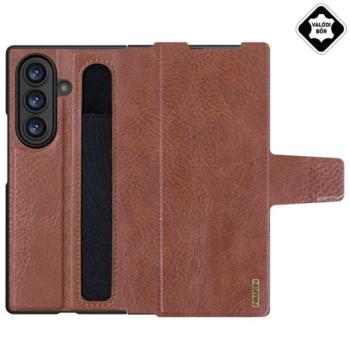 NILLKIN AOGE műanyag telefonvédő (valódi bőr hátlap, mikrofiber plüss belső, ceruza tartó) SÖTÉTBARNA Samsung Galaxy Z Fold7 (SM-F966) kép