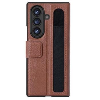 Nillkin Aoge Samsung Galaxy Z Fold 7 bőr mágneses oldalra nyíló tok, S Pen tartóval, barna kép