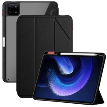 NILLKIN BEVEL tok álló, bőr hatású (aktív FLIP, oldalra nyíló, TRIFOLD asztali tartó funkció) FEKETE Xiaomi Pad 6 kép