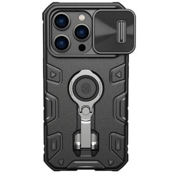 NILLKIN CAMSHIELD ARMOR PRO defender műanyag telefonvédő (szilikon belső, közepesen ütésálló, telefontartó gyűrű) FEKETE Apple iPhone 14 Pro kép