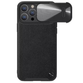 NILLKIN CAMSHIELD LEATHER műanyag telefonvédő (közepesen ütésálló, ECO bőr hatású hátlap, kamera védelem) FEKETE Apple iPhone 14 Pro kép