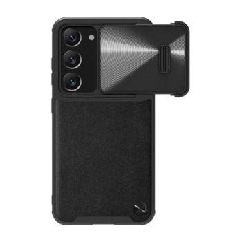 NILLKIN CAMSHIELD LEATHER műanyag telefonvédő (közepesen ütésálló, ECO bőr hatású hátlap, kamera védelem) FEKETE Samsung Galaxy S23 Plus (SM-S916) kép