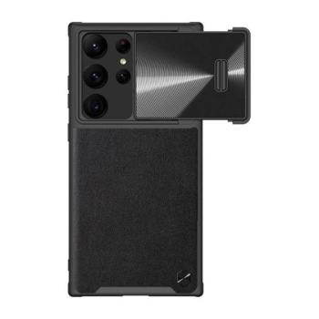 NILLKIN CAMSHIELD LEATHER műanyag telefonvédő (közepesen ütésálló, ECO bőr hatású hátlap, kamera védelem) FEKETE Samsung Galaxy S23 Ultra (SM-S918) kép