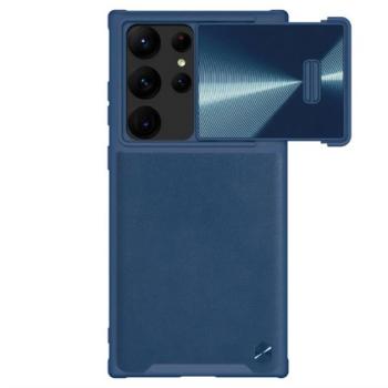 NILLKIN CAMSHIELD LEATHER műanyag telefonvédő (közepesen ütésálló, ECO bőr hatású hátlap, kamera védelem) SÖTÉTKÉK Samsung Galaxy S23 Ultra (SM-S918) kép