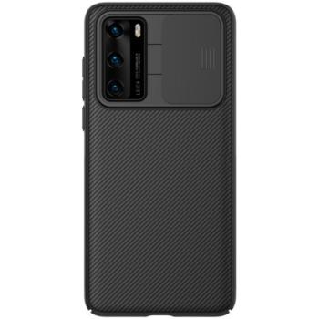 NILLKIN CAMSHIELD műanyag telefonvédő (szilikon keret, közepesen ütésálló, kamera védelem, csíkos) FEKETE Huawei P40 kép