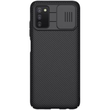 NILLKIN CAMSHIELD műanyag telefonvédő (szilikon keret, közepesen ütésálló, kamera védelem, csíkos) FEKETE Samsung Galaxy A03s (SM-A037F) kép