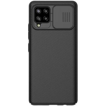 NILLKIN CAMSHIELD műanyag telefonvédő (szilikon keret, közepesen ütésálló, kamera védelem, csíkos) FEKETE Samsung Galaxy A42 5G (SM-A425F) kép