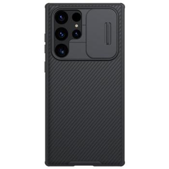 NILLKIN CAMSHIELD PRO MAGNETIC műanyag telefonvédő (közepesen ütésálló, kamera védelem, fémlemez, csíkos) FEKETE Samsung Galaxy S22 Ultra 5G (SM-S908) kép