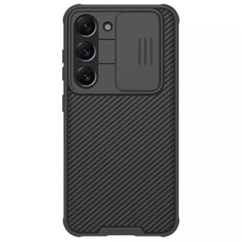 NILLKIN CAMSHIELD PRO műanyag telefonvédő (szilikon keret, közepesen ütésálló, kamera védelem, csíkos minta) FEKETE Samsung Galaxy S23 (SM-S911) kép