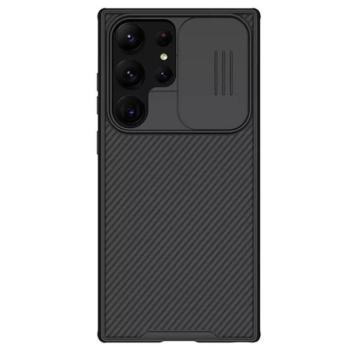 NILLKIN CAMSHIELD PRO műanyag telefonvédő (szilikon keret, közepesen ütésálló, kamera védelem, csíkos minta) FEKETE Samsung Galaxy S23 Ultra (SM-S918) kép