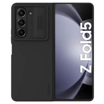 NILLKIN CAMSHIELD SILKY szilikon telefonvédő (matt, mikrofiber plüss belső, kameravédő, környezetbarát) FEKETE Samsung Galaxy Z Fold5 5G (SM-F946) kép