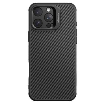 NILLKIN CARBOPROP szilikon telefonvédő (ütésállóság, aramid bevonat, kitámasztó, karbon minta) FEKETE Apple iPhone 16 Pro Max kép