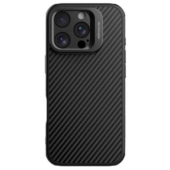 NILLKIN CARBOPROP szilikon telefonvédő (ütésállóság, aramid bevonat, kitámasztó, karbon minta) FEKETE Apple iPhone 16 Pro kép