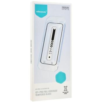 NILLKIN CP+ PRO képernyővédő üveg (2.5D, full glue, UV szűrés, 0.33mm, 9H + segédkeret) FEKETE Apple iPhone 16 Pro 5G kép