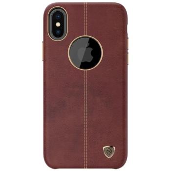 NILLKIN ENGLON műanyag telefonvédő (bőr hatású, varrás minta, logó kivágás) BARNA Apple iPhone XS 5.8, Apple iPhone X 5.8 kép