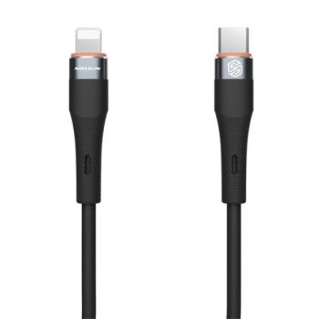 NILLKIN FLOWSPEED adatkábel (Type-C - lightning 8pin, 27W, PD gyorstöltés támogatás, 100cm) FEKETE Apple IPAD, Apple iPod touch 5, Apple iPhone 5S, Apple iPhone 6 Plus 5.5, Apple IPAD mini 3, App kép