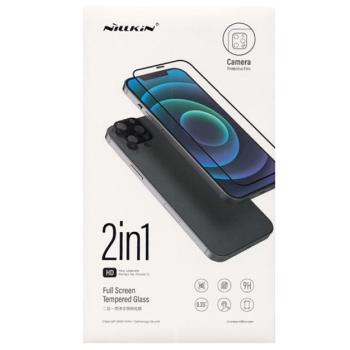 NILLKIN képernyővédő üveg 2in1 (3D full cover, íves, karcálló, 0.33mm, 9H + kameravédő fólia) FEKETE Apple iPhone 14 Pro Max kép