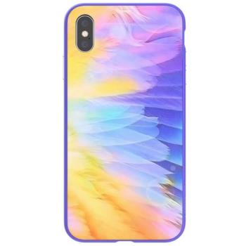 NILLKIN OMBRE telefonvédő szilikon keret (BUMPER, közepesen ütésálló, edzett üveg hátlap, színes) LILA Apple iPhone XS Max 6.5 kép