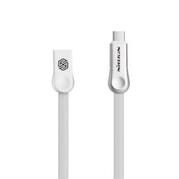 NILLKIN PLUS III adatkábel és töltő (USB - microUSB - Type-C, gyorstöltés támogatás, 100cm, lapos kábel) FEHÉR Asus Zenfone 3 5.5 (ZE552KL), Honor 8, Sony Xperia X Compact (F5321), LG V20 (H kép