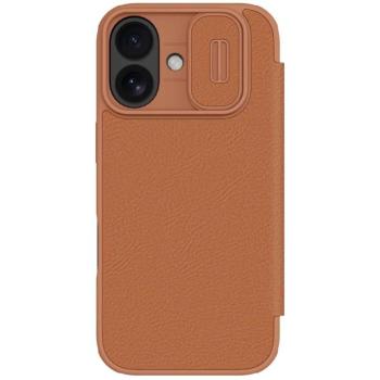 Nillkin Qin Pro Apple iPhone 17 bőr flip tok, barna kép
