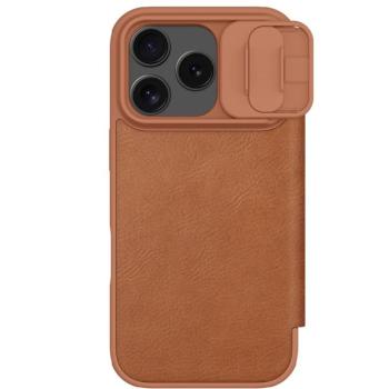 Nillkin Qin Pro Apple iPhone 17 Pro Max bőr flip tok, barna kép