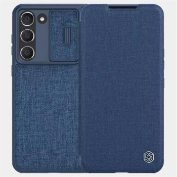 NILLKIN QIN PRO tok álló, szövet hatású (FLIP, oldalra nyíló, bankkártya tartó, kamera védelem) SÖTÉTKÉK Samsung Galaxy S23 Plus (SM-S916) kép