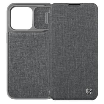 NILLKIN QIN PRO tok álló, szövet hatású (FLIP, oldalra nyíló, bankkártya tartó, kamera védelem) SZÜRKE Apple iPhone 14 Pro Max kép