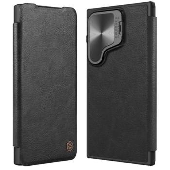 NILLKIN QIN PROP tok álló, bőr hatású (FLIP, oldalra nyíló, kártyazseb, kameravédő, kitámasztó) FEKETE Samsung Galaxy S24 Ultra (SM-S928) kép