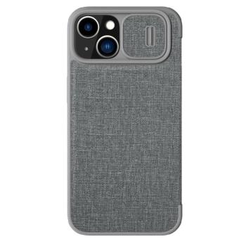 Nillkin Qin Qin Cloth Pro Case tok iPhone 14 Plus kamera védő tok Flip Case szürke kép