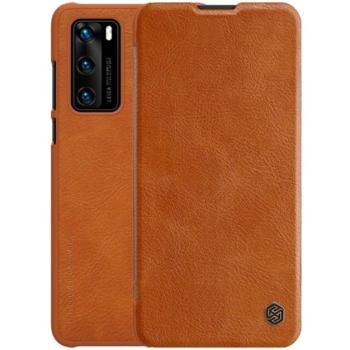 NILLKIN QIN tok álló, bőr hatású (FLIP, oldalra nyíló, bankkártya tartó) BARNA Huawei P40 kép
