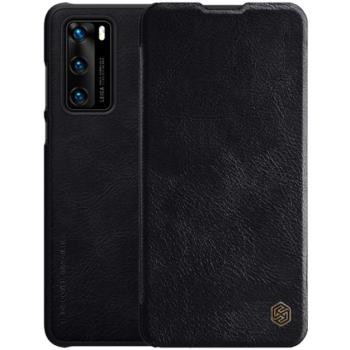 NILLKIN QIN tok álló, bőr hatású (FLIP, oldalra nyíló, bankkártya tartó) FEKETE Huawei P40 kép