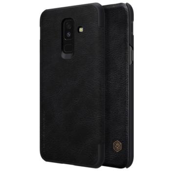 NILLKIN QIN tok álló, bőr hatású (FLIP, oldalra nyíló, bankkártya tartó) FEKETE Samsung Galaxy A6+ (2018) SM-A605F kép