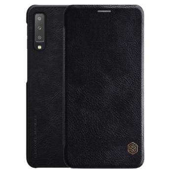 NILLKIN QIN tok álló, bőr hatású (FLIP, oldalra nyíló, bankkártya tartó) FEKETE Samsung Galaxy A7 (2018) SM-A750F kép