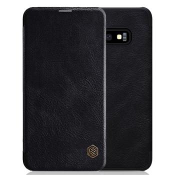 NILLKIN QIN tok álló, bőr hatású (FLIP, oldalra nyíló, bankkártya tartó) FEKETE Samsung Galaxy S10e (SM-G970) kép