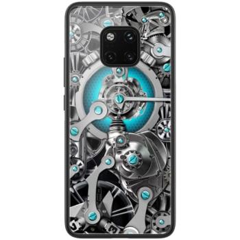 NILLKIN SPACETIME telefonvédő szilikon keret (BUMPER, közepesen ütésálló, edzett üveg hátlap, fogaskerék minta) FEKETE Huawei Mate 20 Pro kép