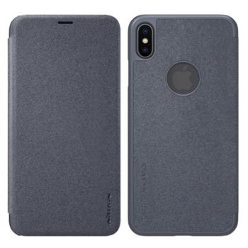 NILLKIN SPARKLE műanyag telefonvédő (bőr hatású FLIP, oldalra nyíló, logó kivágás) FEKETE Apple iPhone XS Max 6.5 kép