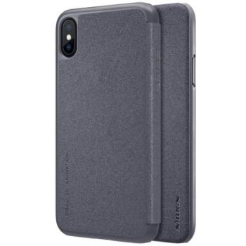 NILLKIN SPARKLE műanyag telefonvédő (mikroszálas bőr hatású FLIP, oldalra nyíló) FEKETE Apple iPhone XS 5.8, Apple iPhone X 5.8 kép