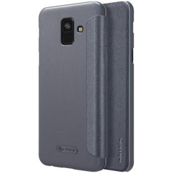 NILLKIN SPARKLE műanyag telefonvédő (mikroszálas bőr hatású FLIP, oldalra nyíló) FEKETE Samsung Galaxy A6 (2018) SM-A600F kép