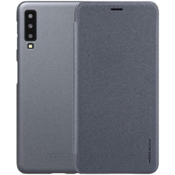 NILLKIN SPARKLE műanyag telefonvédő (mikroszálas bőr hatású FLIP, oldalra nyíló) FEKETE Samsung Galaxy A7 (2018) SM-A750F kép