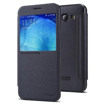 NILLKIN SPARKLE műanyag telefonvédő (mikroszálas bőr hatású FLIP, oldalra nyíló, hívószámkijelzés, S-View Cover) FEKETE Samsung Galaxy A8 (2015) SM-A800F kép