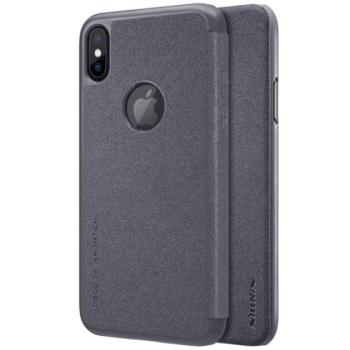 NILLKIN SPARKLE műanyag telefonvédő (mikroszálas bőr hatású FLIP, oldalra nyíló, logó kivágás) FEKETE Apple iPhone XS 5.8, Apple iPhone X 5.8 kép