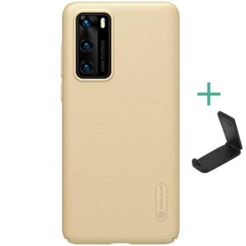 NILLKIN SUPER FROSTED műanyag telefonvédő (gumírozott, érdes felület + asztali tartó) ARANY Huawei P40 kép