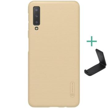 NILLKIN SUPER FROSTED műanyag telefonvédő (gumírozott, érdes felület + asztali tartó) ARANY Samsung Galaxy A7 (2018) SM-A750F kép