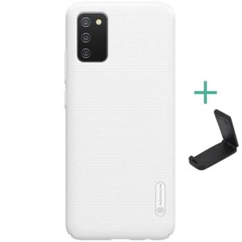 NILLKIN SUPER FROSTED műanyag telefonvédő (gumírozott, érdes felület + asztali tartó) FEHÉR Samsung Galaxy A02s (SM-A025F) kép