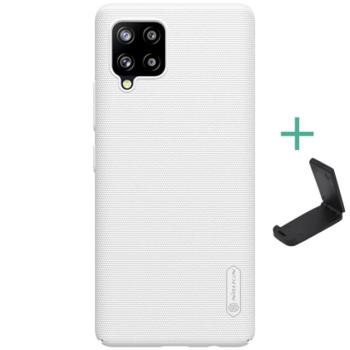 NILLKIN SUPER FROSTED műanyag telefonvédő (gumírozott, érdes felület + asztali tartó) FEHÉR Samsung Galaxy A42 5G (SM-A425F) kép