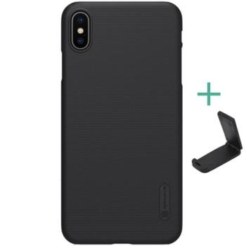 NILLKIN SUPER FROSTED műanyag telefonvédő (gumírozott, érdes felület + asztali tartó) FEKETE Apple iPhone XS Max 6.5 kép
