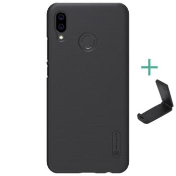 NILLKIN SUPER FROSTED műanyag telefonvédő (gumírozott, érdes felület + asztali tartó) FEKETE Huawei P20 Lite kép