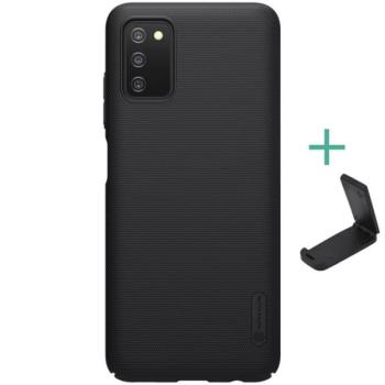 NILLKIN SUPER FROSTED műanyag telefonvédő (gumírozott, érdes felület + asztali tartó) FEKETE Samsung Galaxy A03s (SM-A037F) kép