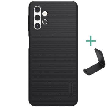 NILLKIN SUPER FROSTED műanyag telefonvédő (gumírozott, érdes felület + asztali tartó) FEKETE Samsung Galaxy A32 5G (SM-A326) kép